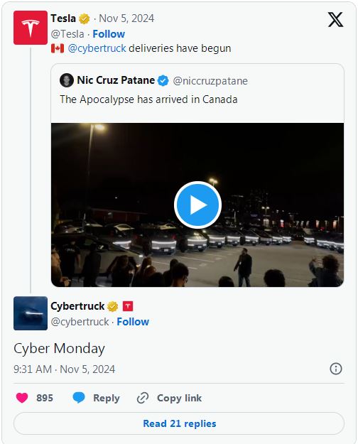 股票配资怎么开户 特斯拉开始在加拿大交付Cybertruck